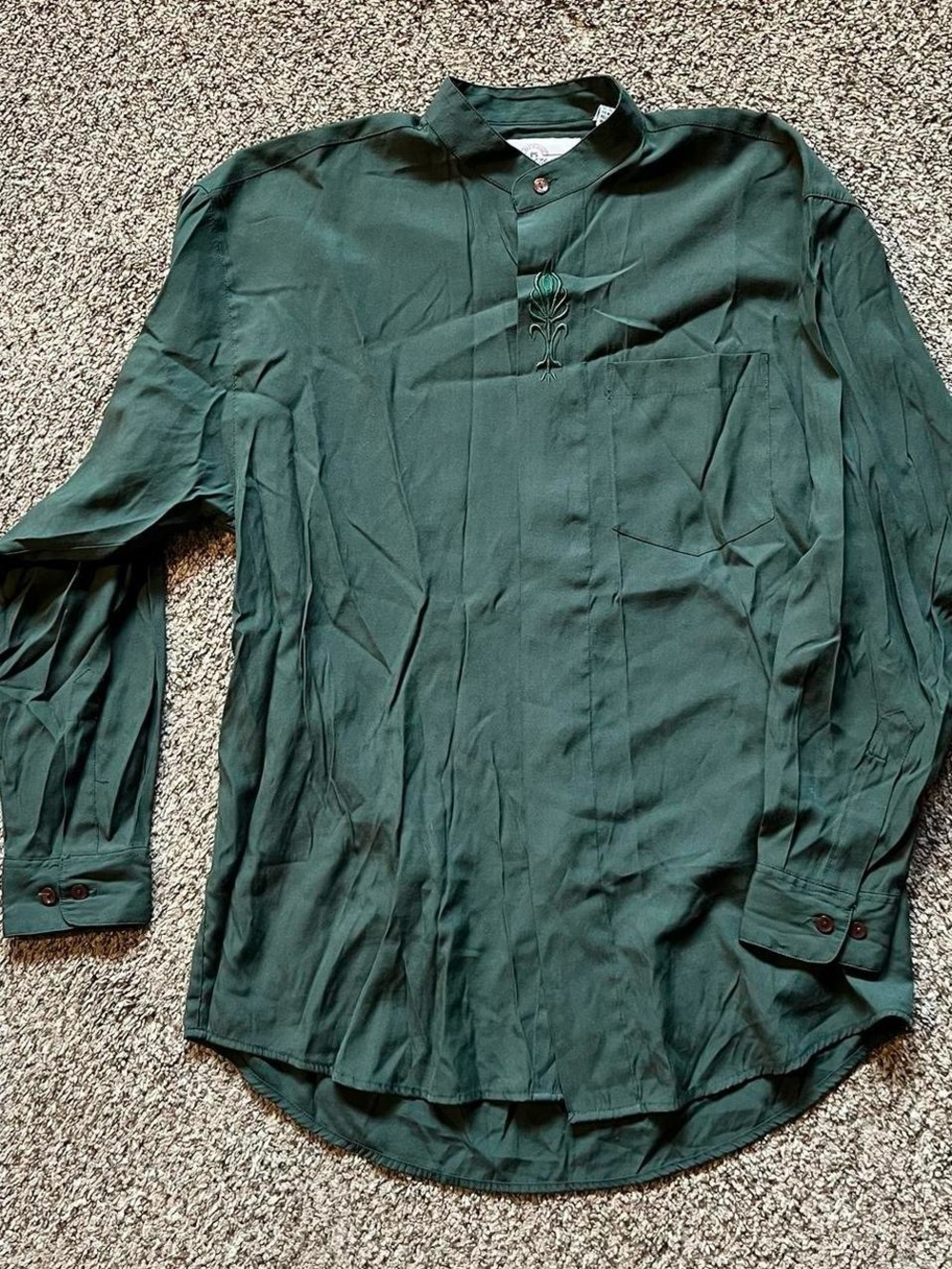 Policy Studio forest green button up blouse